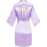 Women's Birthday Party Queen and Squad Robe Kimono SPA Bathrobe with Gold Glitter