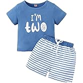 CPEI Toddler Boy 2nd Birthday Outfit,Im Two Shirt+Short Pants,Boy 2 Years Old Birthday Clothes