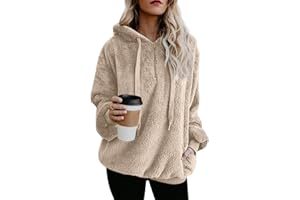 Yanekop Womens Fuzzy Fleece Pullover Oversized Sherpa Hoodie Faux Fur Winter Jacket Quarter Zip Pullover Sweatshirts