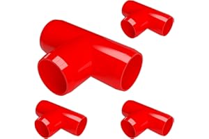 FORMUFIT 1" Tee Furniture Grade PVC Fitting in Red, Made in USA, UV-Resistant, Impact-Proof, 1.315” Actual Socket Diameter (Pack of 4) - F001TEE-RD-4