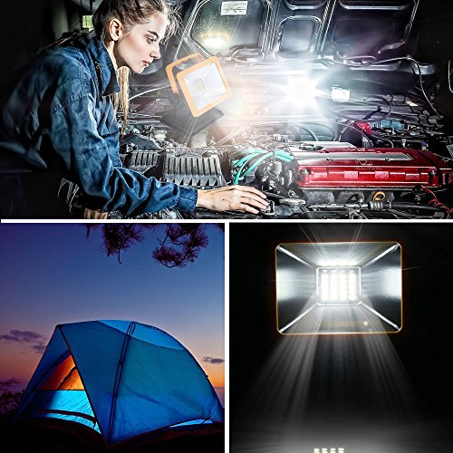 OYOCO Rechargeable LED Work Light with Magnetic Base 15W 6.5H Lighting Battery Powered Waterproof Spotlights Outdoor Camping Emergency Lights Floodlights with SOS Mode ( Yellow with magnetic base)