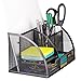 Halter Steel Mesh Desk Organizer Supply Caddy with 6 Compartments And 1 Drawer - Black (2 Pack)