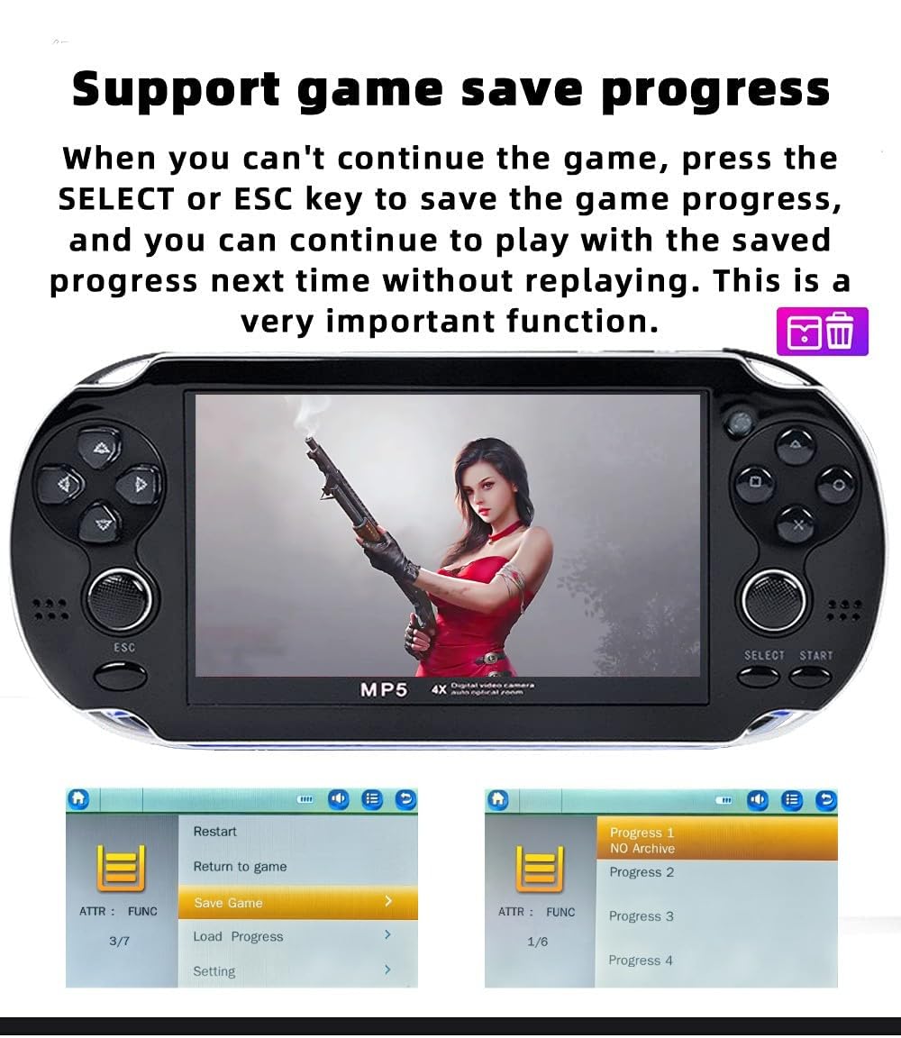 CZT Handheld Game Console 4.3 inch Double Joystick 8GB Build in 2200 Retro Game Video Game Console Arcade Multiple Emulator Mini Portable Game Player MP3/4 TV Out Gifts for Children/Men(Black)