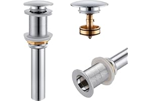 KOKOSIRI Pop Up Sink Drain with Strainer Basket, Polished Chrome Bathroom Sink Drain with Detachable Hair Catcher Anti Cloggi