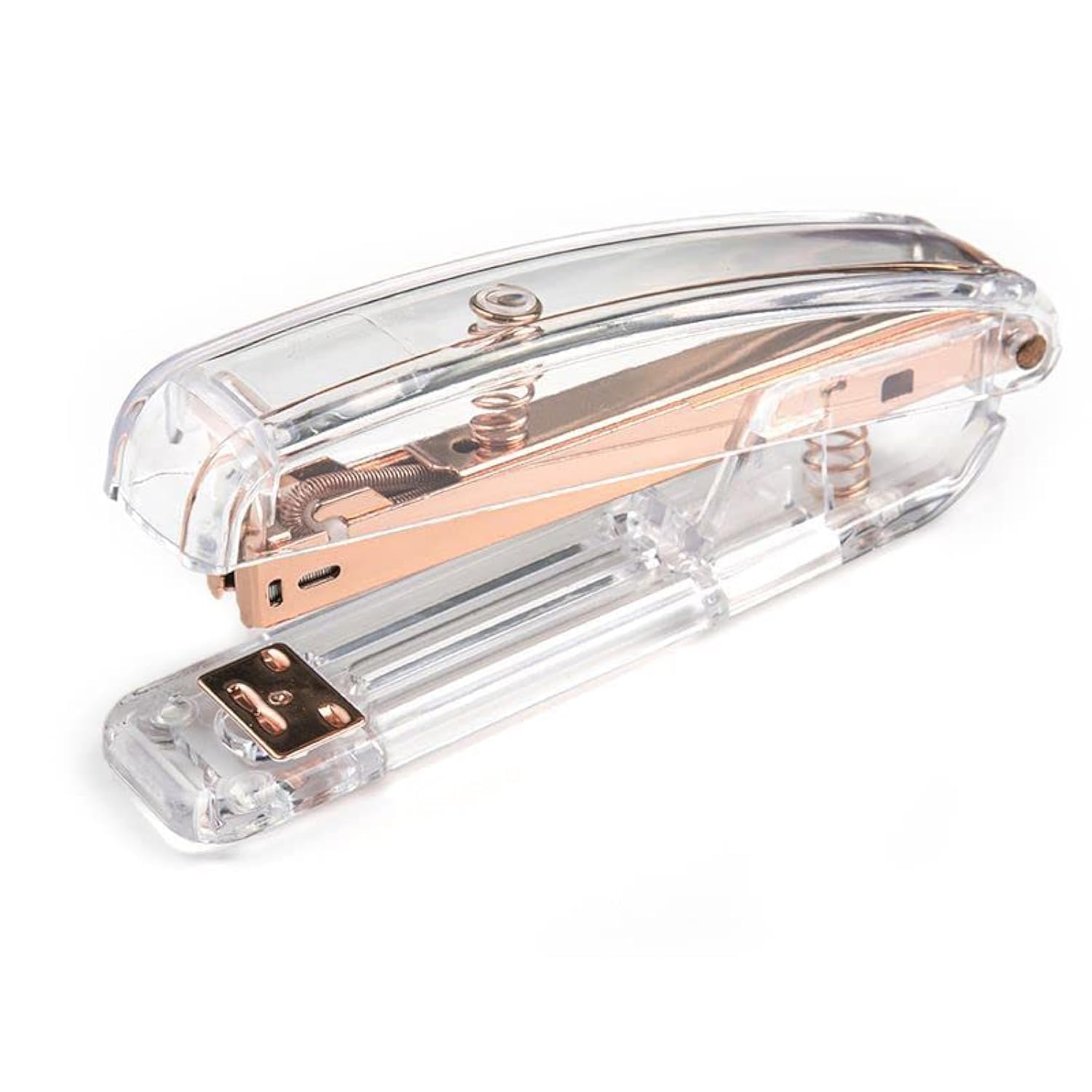 WANGCL Transparent Rose Gold Acrylic Desktop Stapler with 1000 PCS Staples for Home School Office Supplies Stationery Desk Accessory