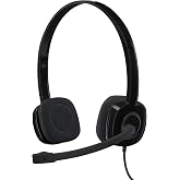 Logitech 981-000587 3.5 mm Analog Stereo Headset H151 with Boom Microphone - Black (Renewed)