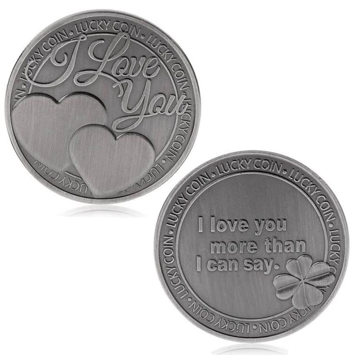 QUEAMBLER Commemorative Love Coin Love Words 'I Love You More Than I Can Say'Romance Couple Collection Art Gifts Souvenir