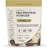 Nutraflav Vanilla Pea Protein Powder | Vegan | Non GMO | 20g Plant Based Protein | 20 Servings | Gluten & Dairy Free | Low Carb | No Sugar | No Artificial Ingredients