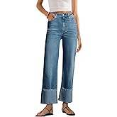 KUNMI Women's Wide Leg Jeans High Waisted Straight Leg Stretchy Denim Pants with Pockets