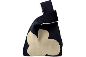 Anopo Women's Wrist Knot Tote Bag Small Crochet Wristlet Handbag Aesthetic Cute Knit Purse