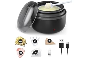 AUZEAL Nose Wax Kit Men, Ear Hair Removal For Men, Ear Hair Waxing Kit with 100 g Wax, 40 Nose Sticks, 20 Times Use, Usb Rapid Heating, Constant Temperature, Painless, Black