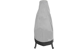 NORTH EAST HARBOR NEH Outdoor Patio Chiminea Cover - 25" Diameter x 65" Height - Breathable Material, Sunray Protected, and Weather Resistant Storage Cover, Gray with Black Hem