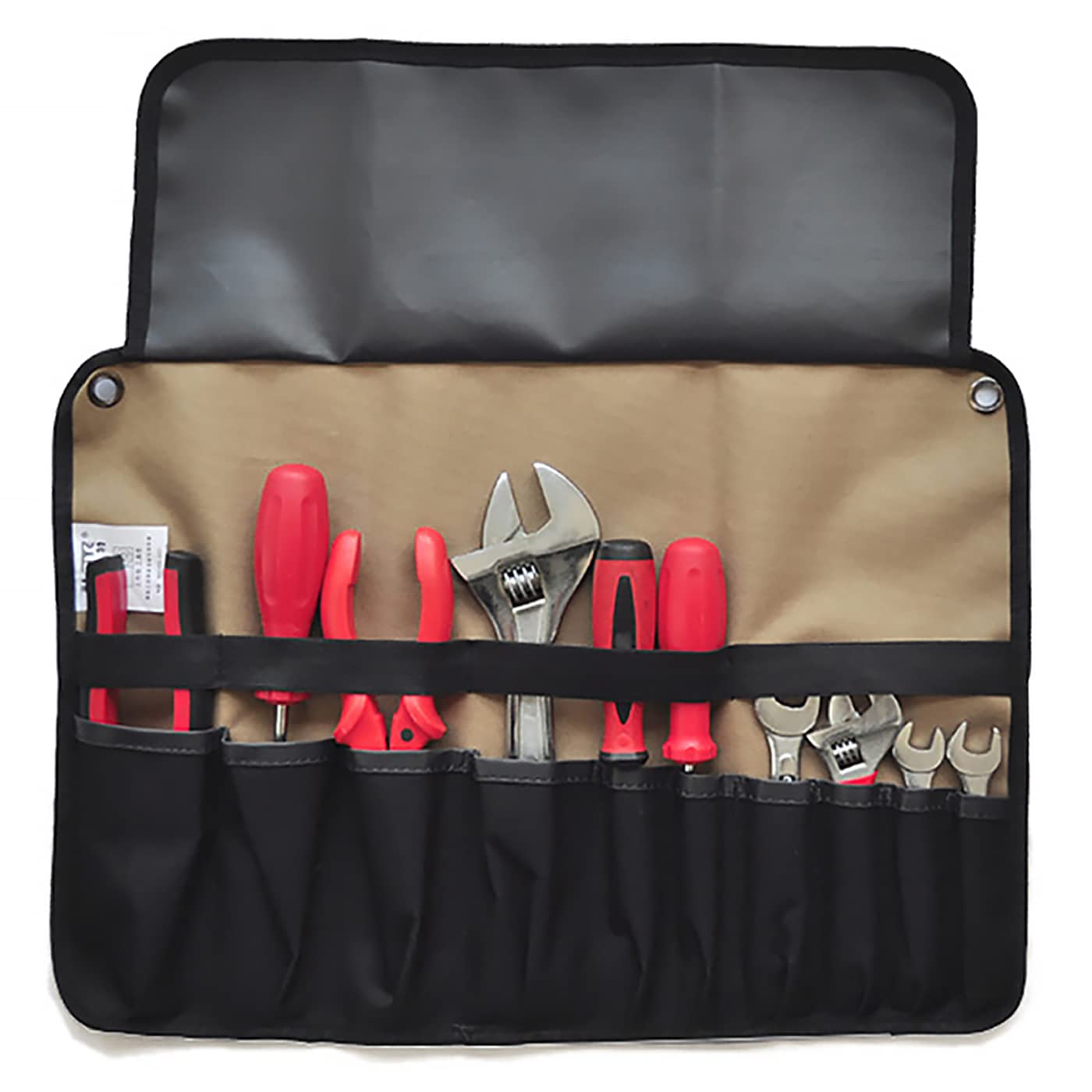 Tool Roll Bag, 10 Pockets Tool Bags, Multi-Purpose Tool Roll-Up Case, Storage Bag Spanner Plier Wrench Holder Canvas Organizer for Electrician, Plumber, Carpenter, Mechanic