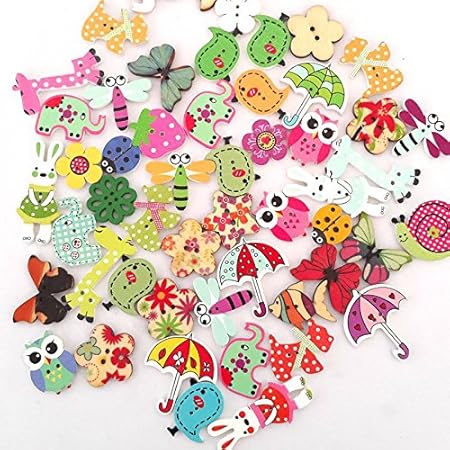 Mkishine 100 Pz Coloratissimi Bottoni Legno Decorativi