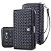 TabPow Galaxy J3 Emerge Case,Weave Zipper Cash Slot, Card Slots, Button, Leather Wallet Case Cover with Detachable Case Samsung Galaxy J3 Prime/Galaxy J3 Emerge/Amp Prime 2 - Weave Black