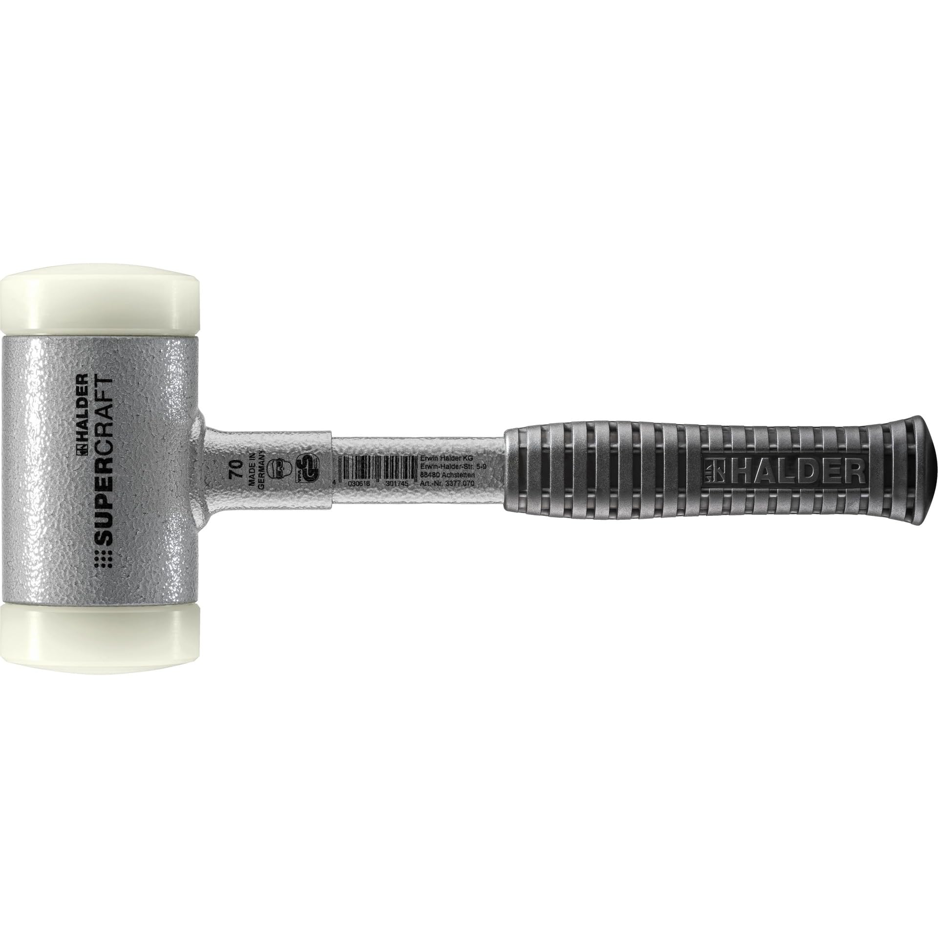 Halder 3377070 Nylon Mallet with Anti-Slip Grip, Multi-Colour, 70 mm