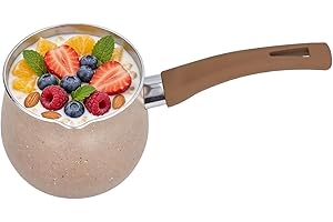Mini Saucepan, 0.7qt/650ml Nonstick Butter Warmer Multi Milk Pot Stockpot Practical Small Melting Pot with Handle Pour Spouts