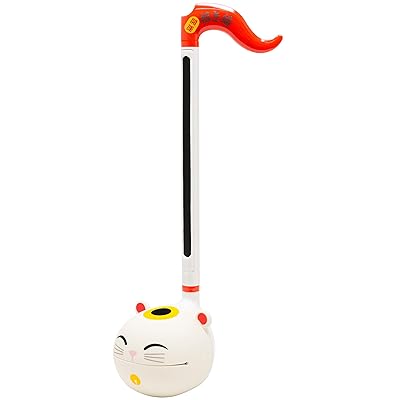 Otamatone Japan Lucky Cat [ Maneki-Neko ] Electrument musical Espectable Competizer del Jap&oacute; per Cube / Maywa Denki, White amb Color Accent Vermell i Yellow