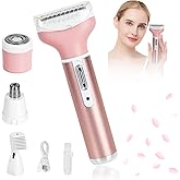 4 in 1 Rechargeable Women Face Epilator, Electric Bikini Epilator for Women, Hair Removal for Face, Armpits, Arms, Legs Hair Removal, Removable and Washable Heads