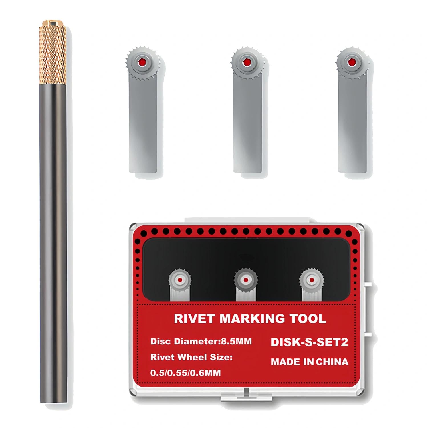 Magicrose Model Rivet Maker Tool RM-S2 - Small Diameter Gear (Pitch 0.5/0.55/0.6 mm) - High Visibility Precision Embosser for Tight Spaces, Mecha Joints & Fine Panel Line Detail Up
