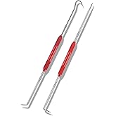 2PCS CarbonSteel Hook Tool and Pick Set,Double End Pick and Hook Set Auxiliary Dismantling Fittings,Universal O Ring Pick Set and Hook Tool Car Accessories Fit for Most Cars (Red)