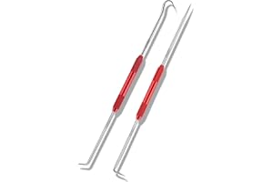 SALIOR 2PCS CarbonSteel Hook Tool and Pick Set,Double End Pick and Hook Set Auxiliary Dismantling Fittings,Universal O Ring Pick Set and Hook Tool Car Accessories Fit for Most Cars (Red)