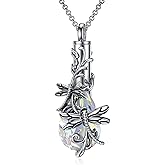PELOVNY Urn Necklace for Ashes 925 Sterling Silver Butterfly Dragonfly Bee Phoenix Hummingbird Urn Necklaces Animal Crystal Cremation Jewelry for Ashes Cat Dog Pet Memorial Gifts