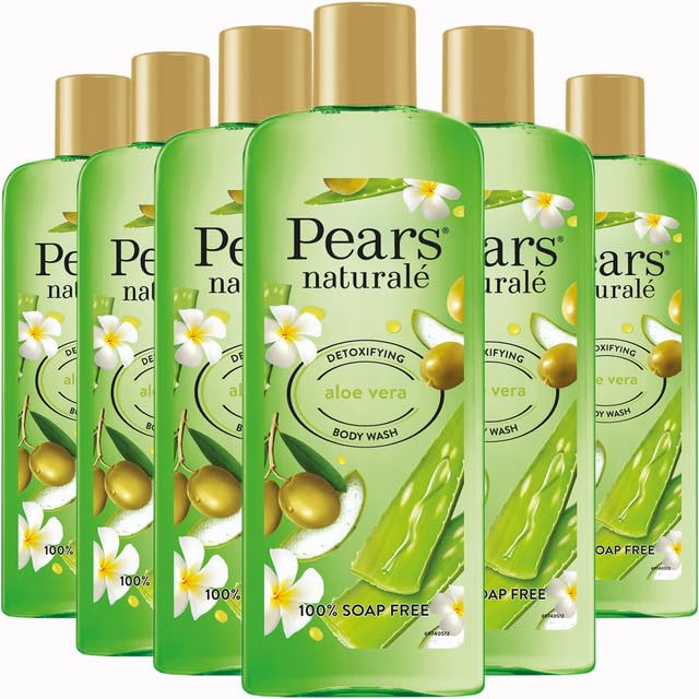 Pears Naturalé Body Wash For Detoxified Glowing Skin, Moisturising & Refreshing - Aloe Vera, Pack of 6 (6 x 250 ml)