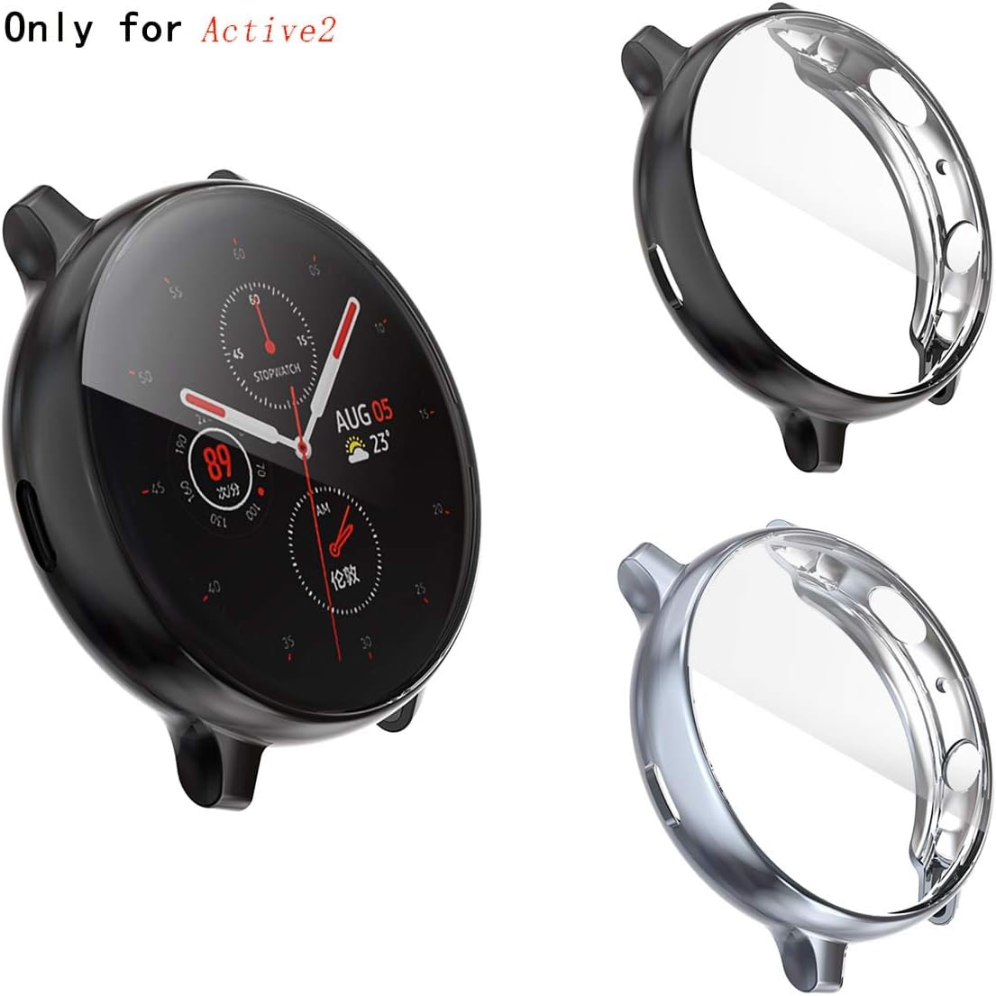 Samsung Galaxy Watch Active 2 Screen Protector 40mm Dilhvy All-Around TPU Anti-Scratch Flexible Case Soft Protective Bumper Cover for Samsung Galaxy Watch Active 2 Smartwatch (40mm, Gray+Black)