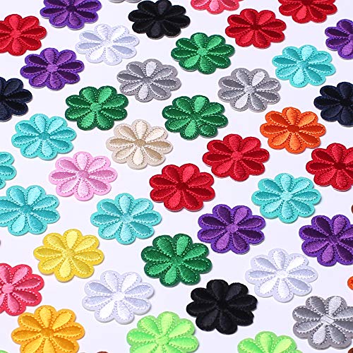 SHELCUPCool Embroidered Iron Patches, for Jackets, Packs, Jeans, Assorted Styles, 100pcs Flowers