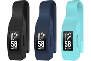 EEweca 3-Pack Clip for Fitbit Inspire or Inspire HR Holder Accessory, Black + Midnight Blue + Teal (not for inspire 2)