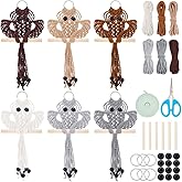 ACRNIGHEET 6PCS Owl Macrame Keychain Kit for Adults Beginners 6 Different Color Owl Boho Macrame Keychain Craft Kits DIY Gift Idea Kits for Adults Purse Phone Bag Includes Step-by-Step Video Tutorials