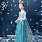 URAQT Princess Dress with Crown Wand Gloves Tiara Wig for Girls 130 view 5