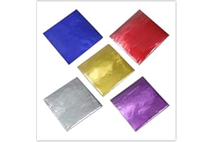 PABCK 500 Pcs 5 Colors Chocolate Candy Wrappers Aluminium Foil Paper Wrapping Papers Square Sweets Lolly Paper Food Candy Tin Foil Wrappers for Candy Packaging Decoration (4x4 inches)