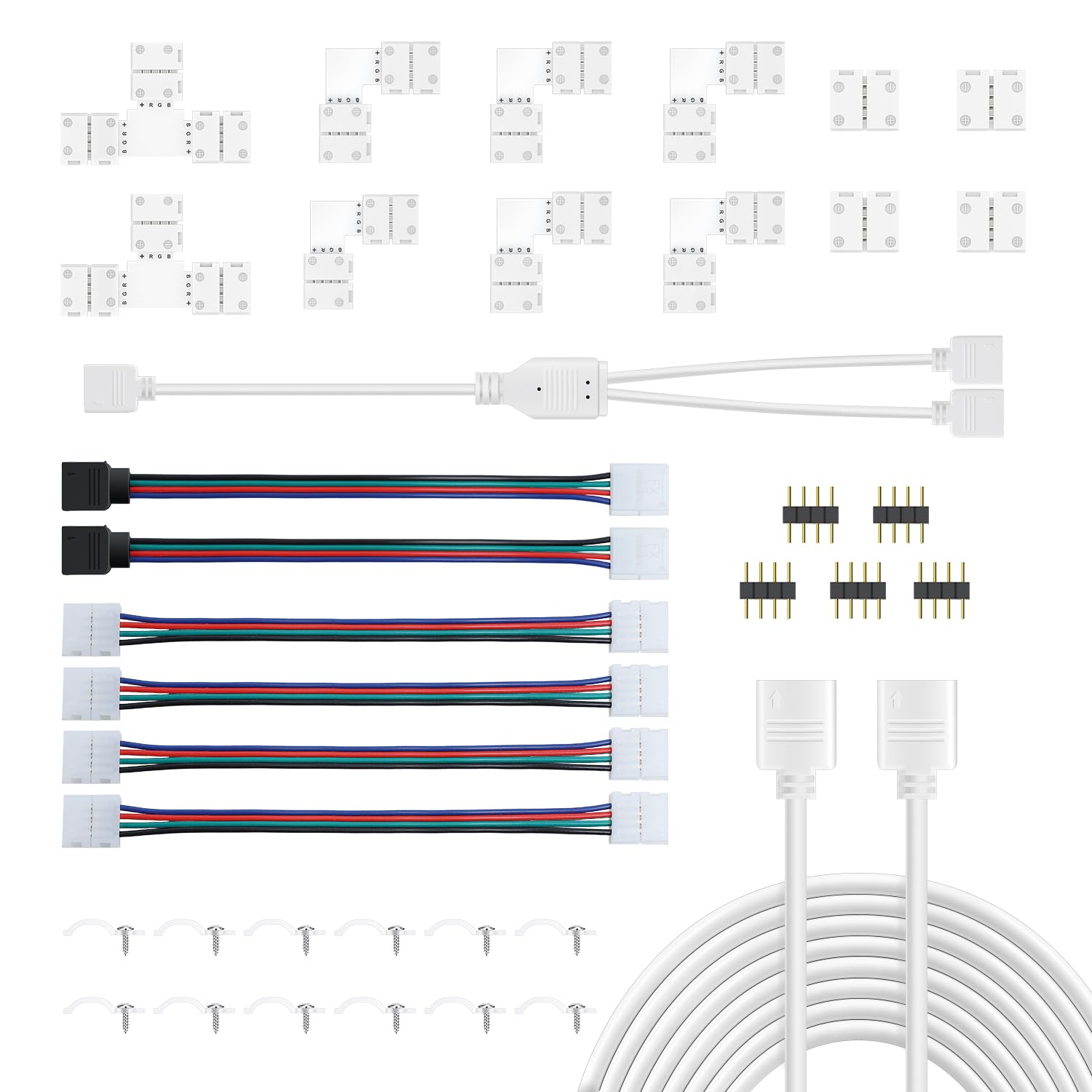 REDTRON RGB LED Strip Light Kit - Includes L, T Connectors, 2M LED Extension, Jumpers & Male Connectors — image 1