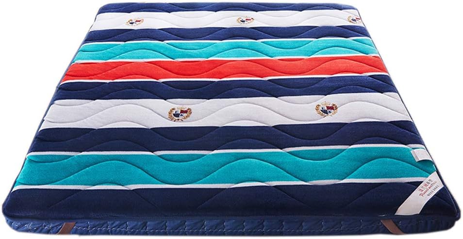 WYBF Flannel Japanese Floor Futon Mattress Sleeping Pad, Tatami Mat, Japanese Bed Roll, Foldable Roll Up Mattress, Futon Memory Foam, Rolling Bed Shikibuton Twin Size,D,120200cm
