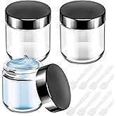 MotBach 3 Pack 4oz Glass Jars with Lids, 4ounce Small Glass Containers with Lids and Inner Liners, 120ml Clear Round Jars Travel Toiletries with Spatula for Makeup Cosmetic Sample LipBalm Cream Lotion