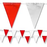 NACARUM Pennant Banner FlagsOSHA 500lb RatedStrand Fade Resistant (Red &amp; White 408FT)