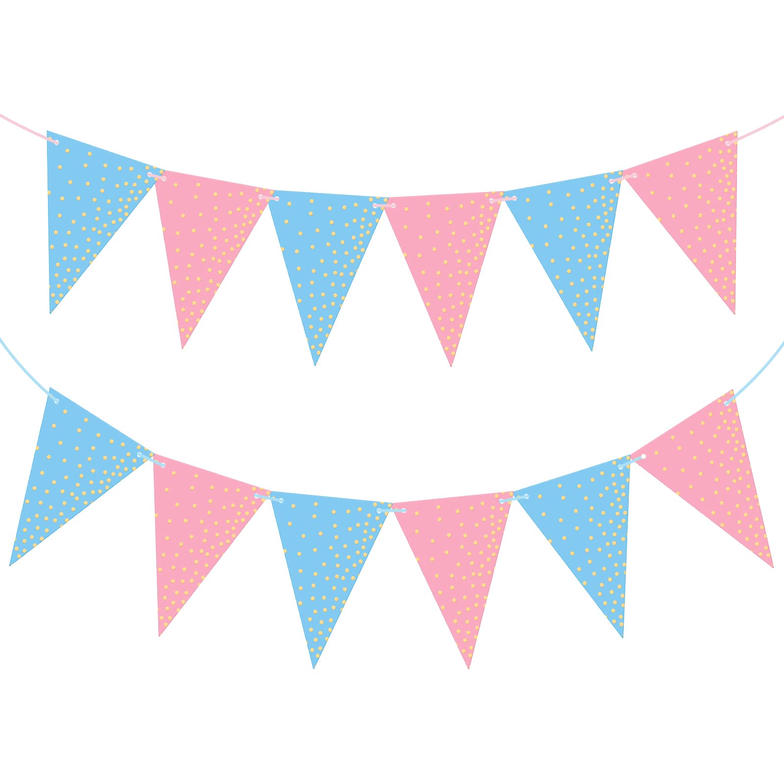 MIAHART Gender Reveal Party Supplies 2 Pack Blue and Pink Bunting Banner Boy or Girl Baby Shower Decorations