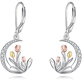 JBAERD Tulip Earrings Sterling Silver Tulip Jewelry Flower Dangle Earrigns Gifts for Women