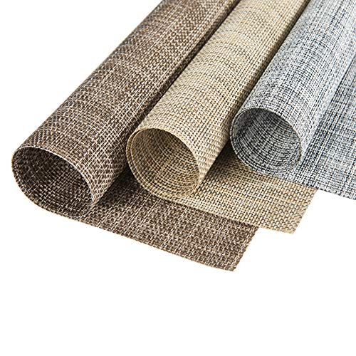 Vivi&Stitch Wipeable Placemats, 6 Pack Table Placemats, Easy to Clean Heat-Resistant Stain Resistant Anti-Skid Woven Vinyl PVC Table Mats for Kitchen Dining Table (Brown)