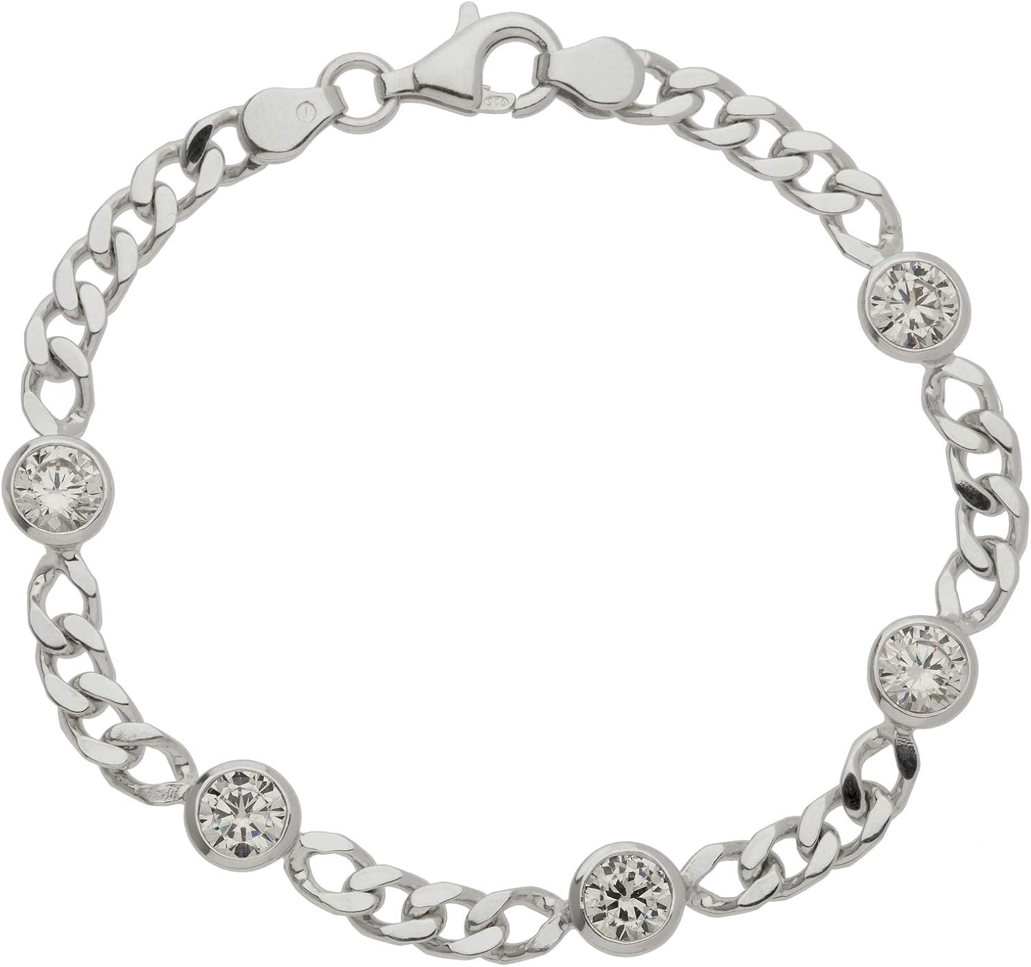 Schmuck-Pur 925/- Sterling-Silber Damen Armband mit 5 klaren Zirkonia rhodiniert 19 cm: Amazon ...
