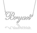 AOLO Bryan Heart Name Necklace Silver Stainless
