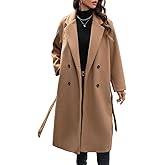 HOTIAN Women's Winter Wool Blend Coat Double Breasted Casual Notch Lapel Long Trench Overcoat Peacoat
