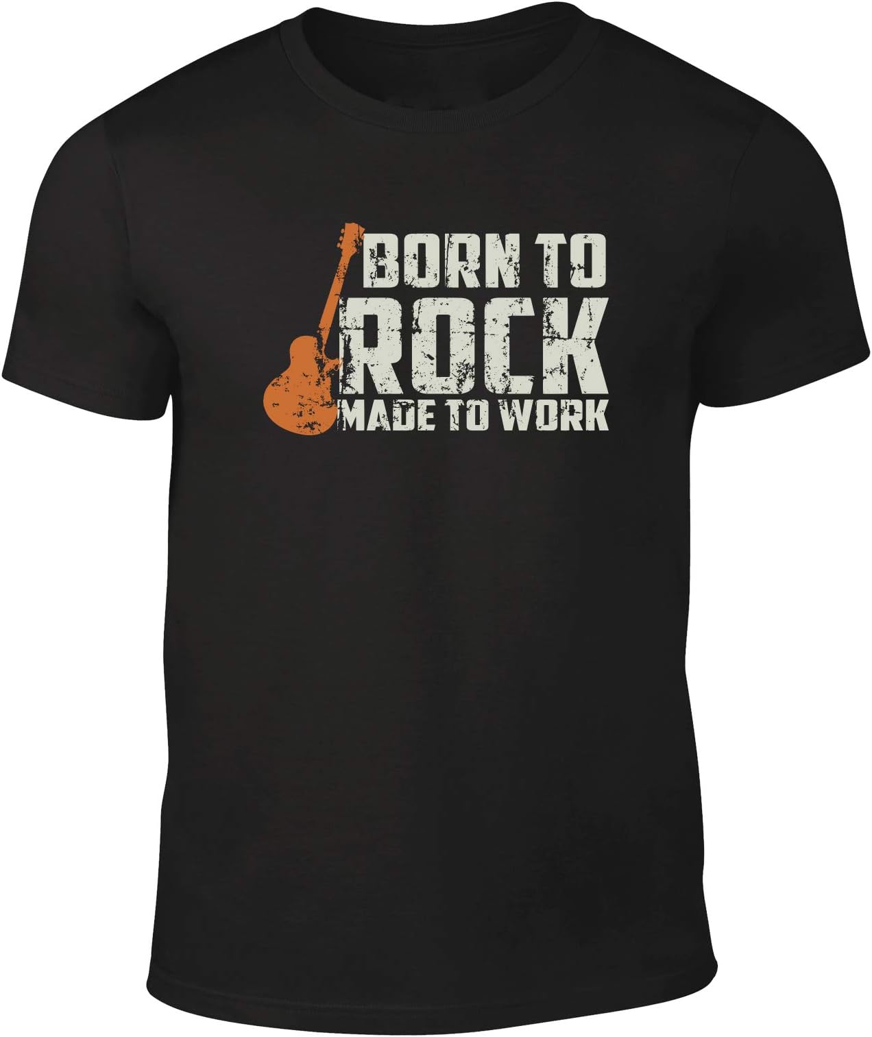 Quality Mens 'Born to Rock. Made to Work' Guitar Music T-Shirt.