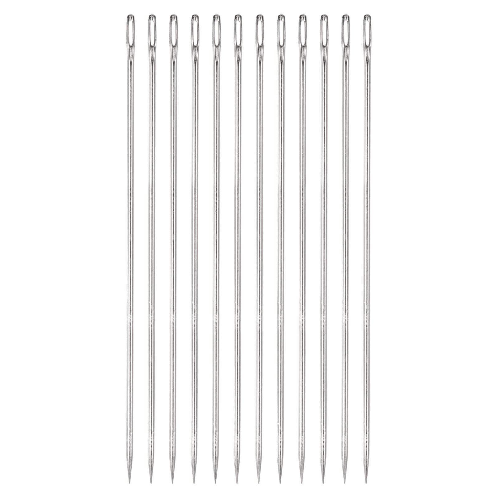 uxcell 12pcs 8 Inch Upholstery Needles Large Eye Stitching Needles Stainless Steel Straight Hand Sewing Needles for Home Hand Sewing Leather Tapestry Embroidery Tufting Webbing Carpet