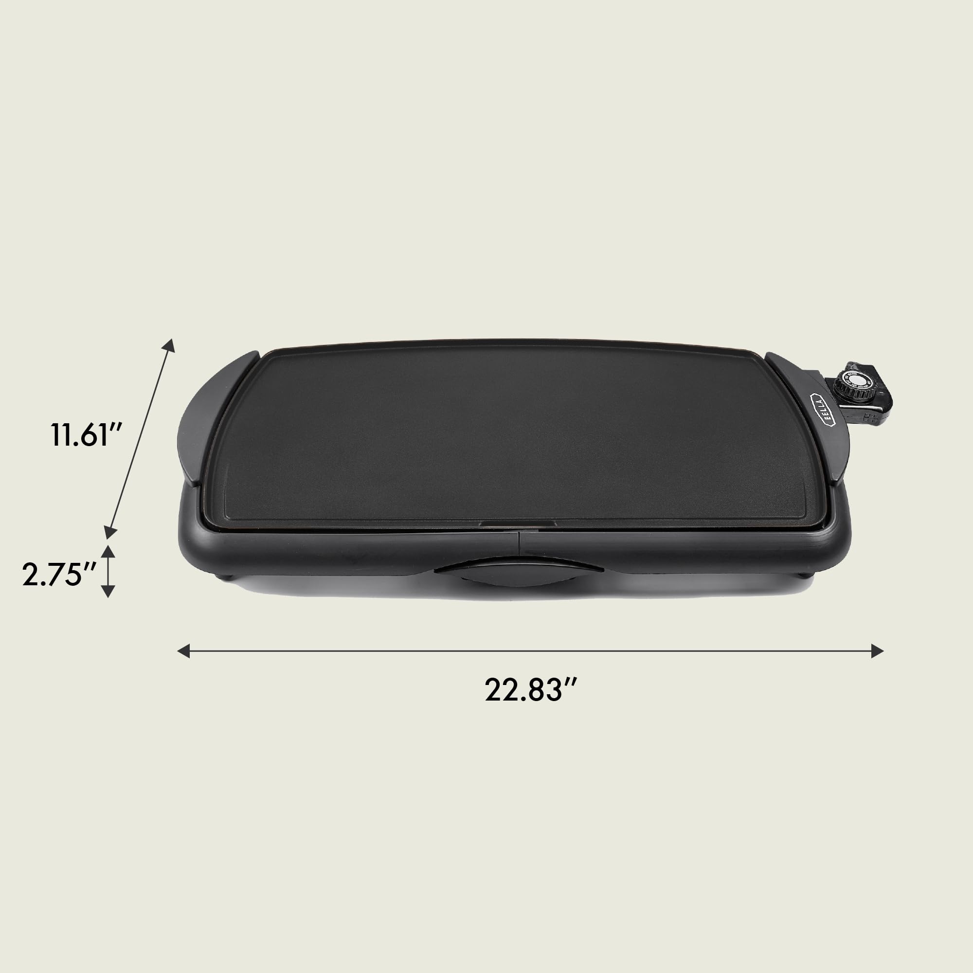 BELLA Electric Griddle & Flat Grill with Nonstick Large Cooking Surface and Removable Probe for Eggs, Tortillas, Pancake and more, 10.5