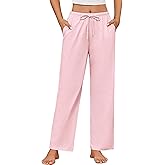 Ekouaer Women's 100% Cotton Pajama Pants Casual Drawstring Pj Bottom Soft Pj Pants