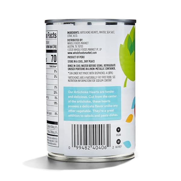365 BY WHOLE FOODS MARKET, ARTICHOKE HEARTS, 14.1 OUNCE