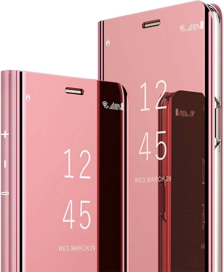 MRSTER Case for Samsung Note 4, Mirror Design Clear View Flip Bookstyle Luxury Protecter Shell With Kickstand Case Cover for Samsung Galaxy Note 4. Flip Mirror: Rose Gold
